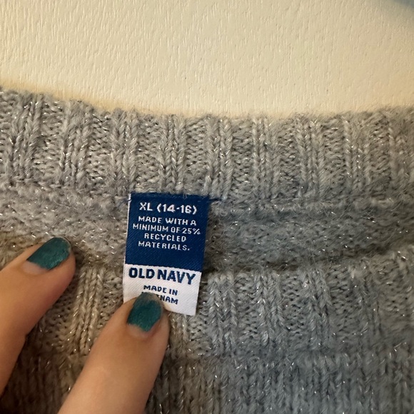 EUC Old Navy | Oversized Grey Metallic Sweater - Picture 4 of 6